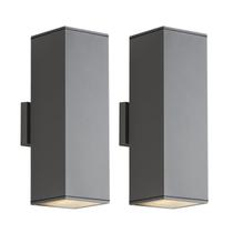 Luminária de parede externa Mirrea 18" em alumínio cinza fosco, pacote com 2