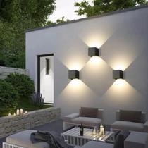 Luminária De Parede Externa Moderna À Prova D'água Em Alumínio Preto, Branco E Cinza, Quadrada, Para