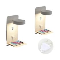 Luminária De Parede Interna Com Interruptor Táctil 9W Luz De 3 Tons Carregamento USB 350 graus LED