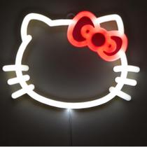 Luminária de parede LED de néon Idea Nuova Hello Kitty com bateria de 25x18cm Luminária de parede LED de néon Idea Nuova Hello Kitty com bateria de 25x18cm