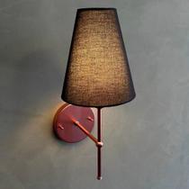 Luminaria De Parede Rose Gold Decorativa Sala De Estar Cupula Preto Tecido Algodao Bivolt