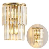 Luminária de parede Siljoy Modern Crystal 2-Lights Bedside Gold Luminária de parede Siljoy Modern Crystal 2-Lights Bedside Gold