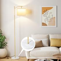 Luminária de piso Ambimall 152 cm dourada com base de mármore e LED 9W Luminária de piso Ambimall 152 cm dourada com base de mármore e LED 9W
