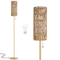 Luminária de piso Ambimall 163 cm LED com 3 temperaturas de cor e rattan Luminária de piso Ambimall 163 cm LED com 3 temperaturas de cor e rattan