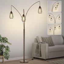 Luminária de Piso Boncoo 193 cm de 3 Luzes em Metal Bronze com Gaiola Luminária de Piso Boncoo 193 cm de 3 Luzes em Metal Bronze com Gaiola