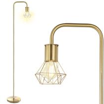 Luminária de piso industrial dourada BoostArea com soquete E26, 160 cm Luminária de piso industrial dourada BoostArea com soquete E26, 160 cm