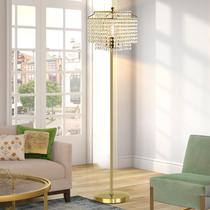 Luminária de Piso Luvkczc Dourada com Cristal 163 cm 8W LED com Interruptor de Pedal