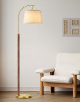 Luminária de piso PARTPHONER 165 cm com LED regulável e cúpula de linho