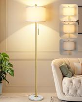 Luminária de Piso Qingmiao 160 cm Dimerizável Dourada com Base de Mármore