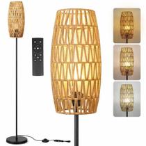 Luminária de piso Ruiever estilo farmhouse moderno com cúpula de rattan e controle remoto Luminária de piso Ruiever estilo farmhouse moderno com cúpula de rattan e controle remoto