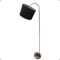 Luminária De Piso Verona Haste Níquel Cúpula Preta Sala G20 Luminária De Piso Verona Haste Níquel Cúpula Preta Sala G20