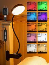 Luminária de Presilha ReinHoo, 10 cores RGB e 10 níveis de brilho, 500 lm, luz de leitura brilhante para cama, luminária de mesa com presilha e adaptador USB para cama/cabeceira/mesa de cabeceira/mesa/quebra-cabeça/artesanato Luminária de Presilha ReinHoo, 10 cores RGB e 10 níveis de brilho, 500 lm, luz de leitura brilhante para cama, luminária de mesa com presilha e adaptador USB para cama/cabeceira/mesa de cabeceira/mesa/quebra-cabeça/artesanato