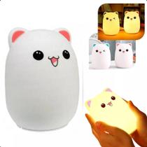 Luminária De Silicone Gata Fofa Recarregável Sensor Toque