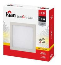 Luminária de Sobrepor Kian Quadrado LED Slim G2 Alt: 2,8cm Comp.: 21cm Larg: 21cm 18W 3000K Amarela.
