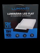 Luminaria de sobrepor quadrada branca flat led 12w 3000k lumanti