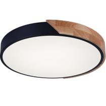 Luminária de Teto 40cm Plafon Luxo com Madeira Led 3 Cores