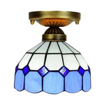 Luminária De Teto Antiga De Vidro Colorido Europeu Com Mosaico Floral De Rosas, 8 Polegadas De