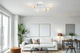 Luminária de Teto Aranha Plafon Lustre Sputnik 6 Braços Dubai Industrial Hotel Pousada Casa Varanda Branco
