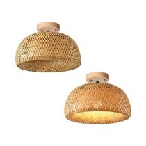 Luminária De Teto Artesanal Em Bambu E Vime Estilo Boho Para Quarto, Berçário, Corredor E Casa De