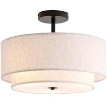 Luminária de teto CALOKES 16" Dual Drum Fabric Shades Luminária de teto CALOKES 16" Dual Drum Fabric Shades