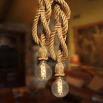 Luminária de Teto com 2 Pendentes de Corda Luminária de Teto com 2 Pendentes de Corda