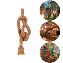 Luminária de Teto Corda Sisal Retrô 1m Premium Estilo Industrial e Rústico