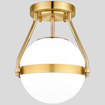 Luminária de Teto Lakumu Globo Estilo Mid Century Dourado Escovado