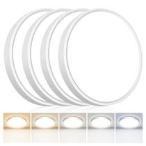 Luminária de teto LED embutida, pacote com 4 unidades, 15 W, 7 polegadas, 5 cores, temperatura
