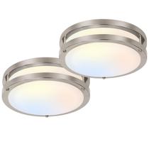 Luminária de teto LED Hykolity 33 cm de níquel escovado, pacote com 2 unidades Luminária de teto LED Hykolity 33 cm de níquel escovado, pacote com 2 unidades