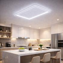 Luminária De Teto LED Retangular Sobrepor Painel Slim Moderno Luz Branca 60x30 Para Sala Cozinha Luminária De Teto LED Retangular Sobrepor Painel Slim Moderno Luz Branca 60x30 Para Sala Cozinha