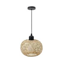 Luminária De Teto LED Retrô De Bambu Trançado Para Corredor E Sala De Estar E27 Iluminação