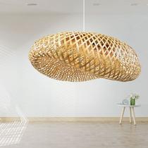 Luminária de Teto Lustre Pendente Bambu Fundamentum Honolulu 50 Fio Branco Rústico