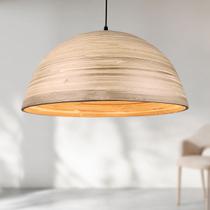 Luminária de Teto Lustre Pendente Bambu Luzza Cairo Rústico 40cm