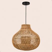 Luminária De Teto Lustre Pendente Bambu Sala De Jantar 40cm P-COPACABANA Luminária De Teto Lustre Pendente Bambu Sala De Jantar 40cm P-COPACABANA