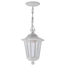 Luminária de Teto Lustre Pendente Colonial Externo Branco Sextavado Dital Grega