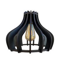 Luminária De Teto Madeira Bivolt E27 Sala Ilha Cozinha Balcão Moscou 15H Preto