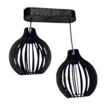 Luminária de Teto Pendente Alice Bivolt 100W Preto em Madeira MDF Lenobre Luminária de Teto Pendente Alice Bivolt 100W Preto em Madeira MDF Lenobre