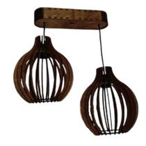 Luminária de Teto Pendente Alice em Madeira MDF Bivolt 100W Marrom Lenobre Luminária de Teto Pendente Alice em Madeira MDF Bivolt 100W Marrom Lenobre