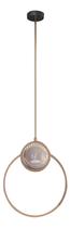 Luminária de Teto Pendente Circular de Cristal Dourado LED Integrado 3w 3000k