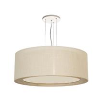 Luminária De Teto Pendente Cúpula Dupla Linho Pérola 50X16 Luminária De Teto Pendente Cúpula Dupla Linho Pérola 50X16