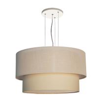 Luminária de Teto Pendente Cúpula Dupla Linho Pérola 50x25 Luminária de Teto Pendente Cúpula Dupla Linho Pérola 50x25