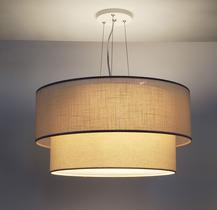 Luminária de Teto Pendente Cúpula Dupla Linho Pérola 50x25