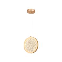 Luminária De Teto Pendente Disco Circulo Led Multicor Acrílico Dourado 12W Bivolt