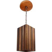 Luminária De Teto Pendente Em Madeira Vazado Pequeno De 1,5m Luminária De Teto Pendente Em Madeira Vazado Pequeno De 1,5m