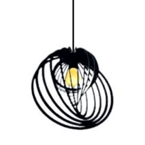 Luminária de Teto Pendente Espinha em MDF para Ambiente Interno e Externo Preta Lenobre