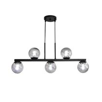 Luminária de Teto Pendente Jabuti UP Preto com Globos Fumê para 5 Lâmpadas de LED G9