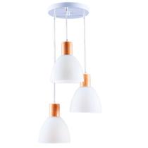 Luminária de Teto Pendente Lenna Vidro Com Detalhe Madeira 3 Lâmpada E27 Bivolt