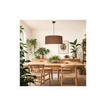 Luminária De Teto Pendente Luxo Bivolt E27 Cúpula Em Tecido 127/220v Marrom Luminária De Teto Pendente Luxo Bivolt E27 Cúpula Em Tecido 127/220v Marrom