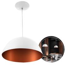 Luminaria de teto Pendente Meia Lua 60 cm Branco/Cobre Luminaria de teto Pendente Meia Lua 60 cm Branco/Cobre