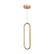 Luminária De Teto Pendente Oval Slim Dourado LED Branco Quente 3000K 18W Bivolt Moderno Luminária De Teto Pendente Oval Slim Dourado LED Branco Quente 3000K 18W Bivolt Moderno